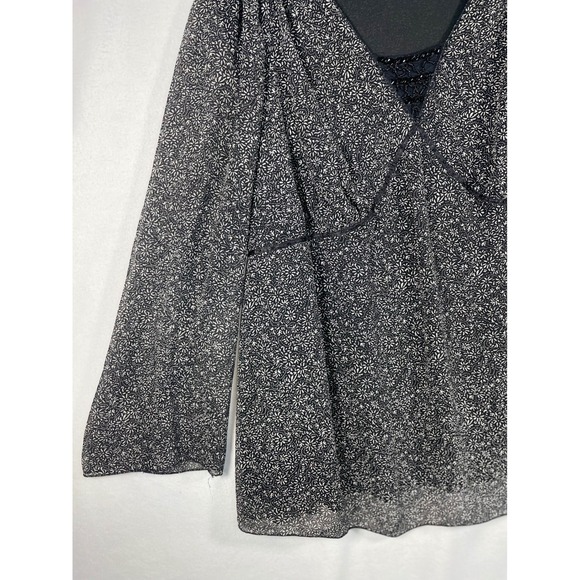 Motherhood Maternity Blouse Floral Print Long Sleeve‎ Sheer Black Top 3X Women - Picture 9 of 11